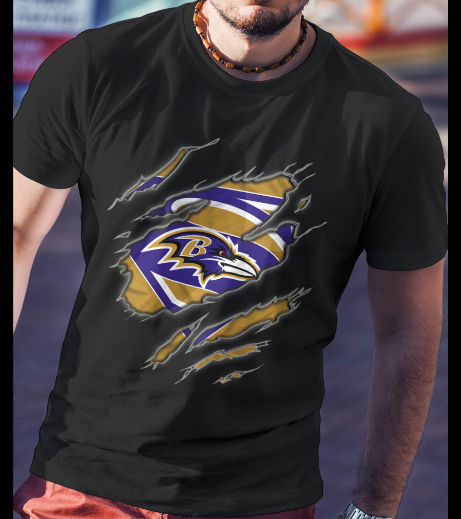 Baltimore Ravens Superman Logo Claw Marks T-Shirt