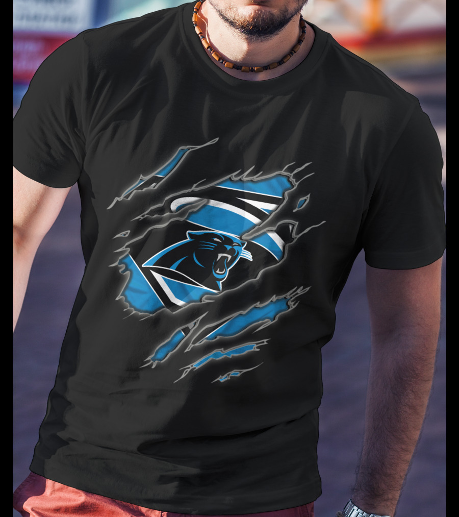 Carolina Panthers Superman Football Claws T-Shirt