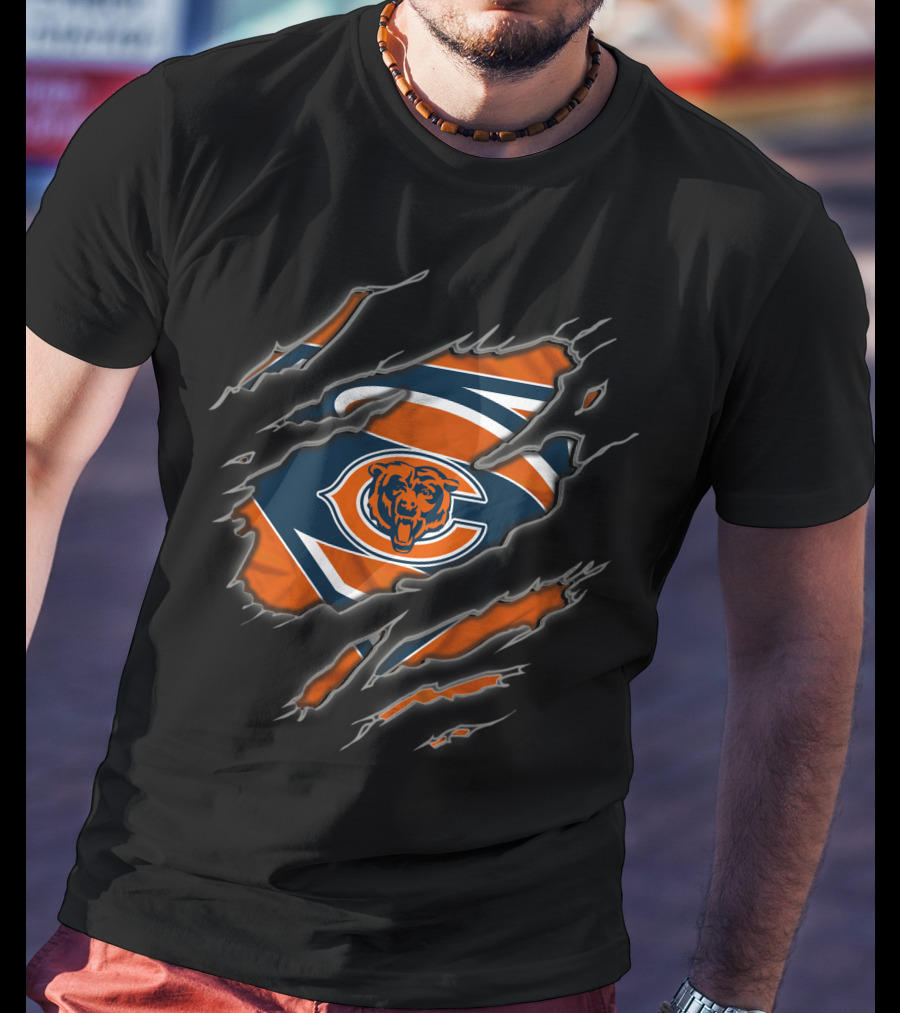 Chicago Bears Superman Logo Ripped T-Shirt