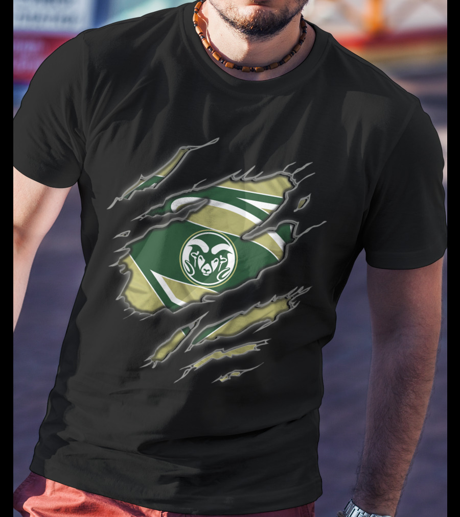 Colorado State Rams Superman Logo Ripped T-Shirt