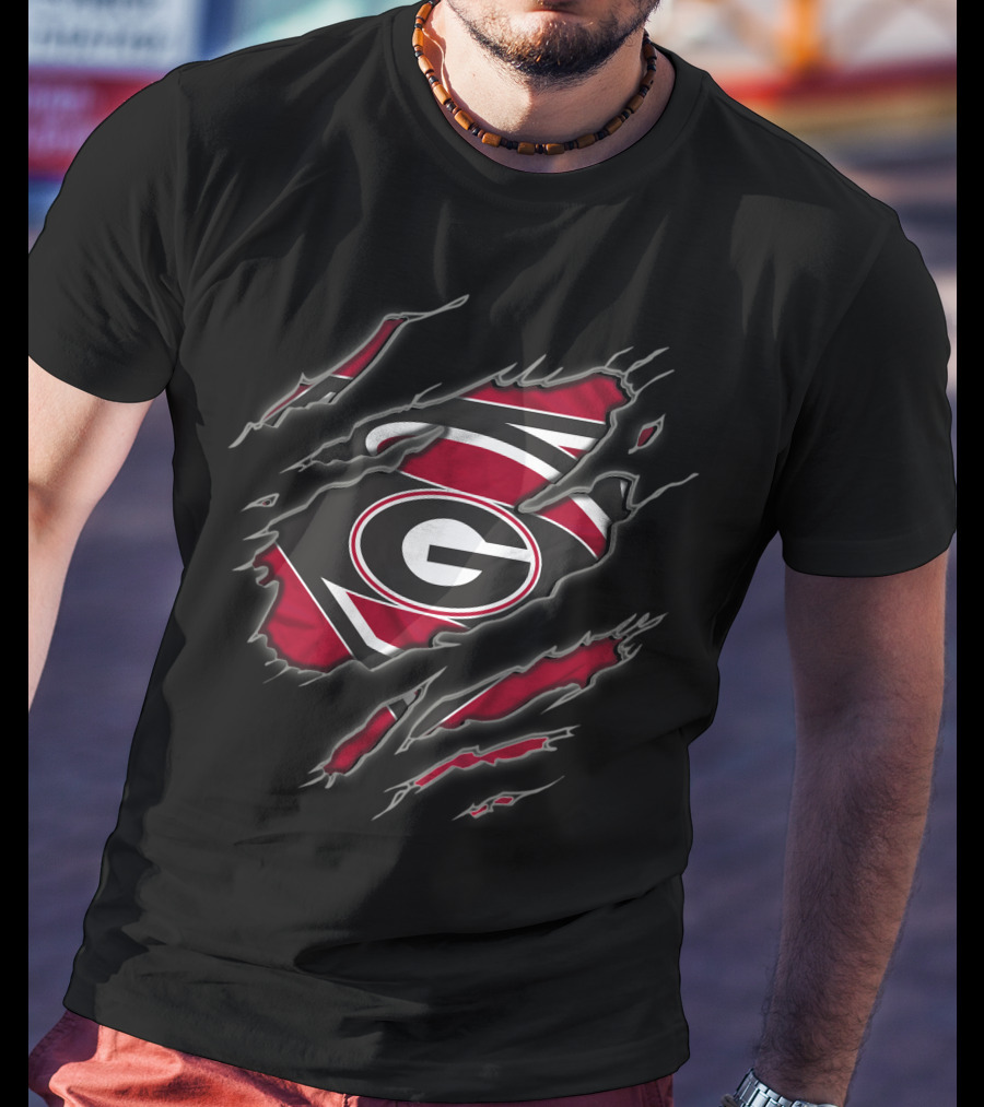 Georgia Bulldogs Superman G Logo Torn Ripped T-Shirt