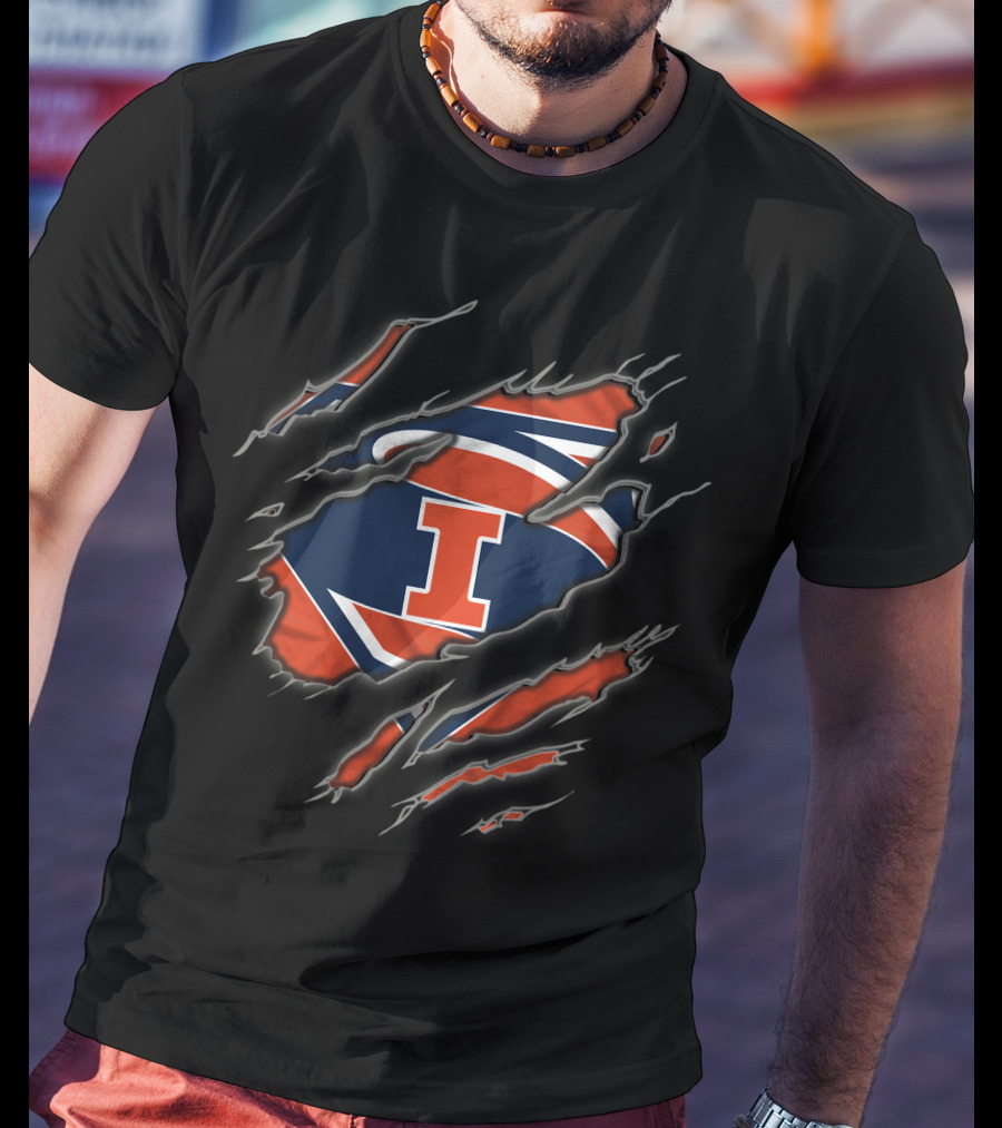 Illinois Fighting Illini Superman Logo Claw T-Shirt