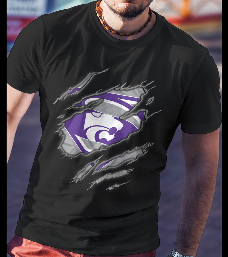 Kansas State Wildcats Superman Logo Claw Marks T-Shirt