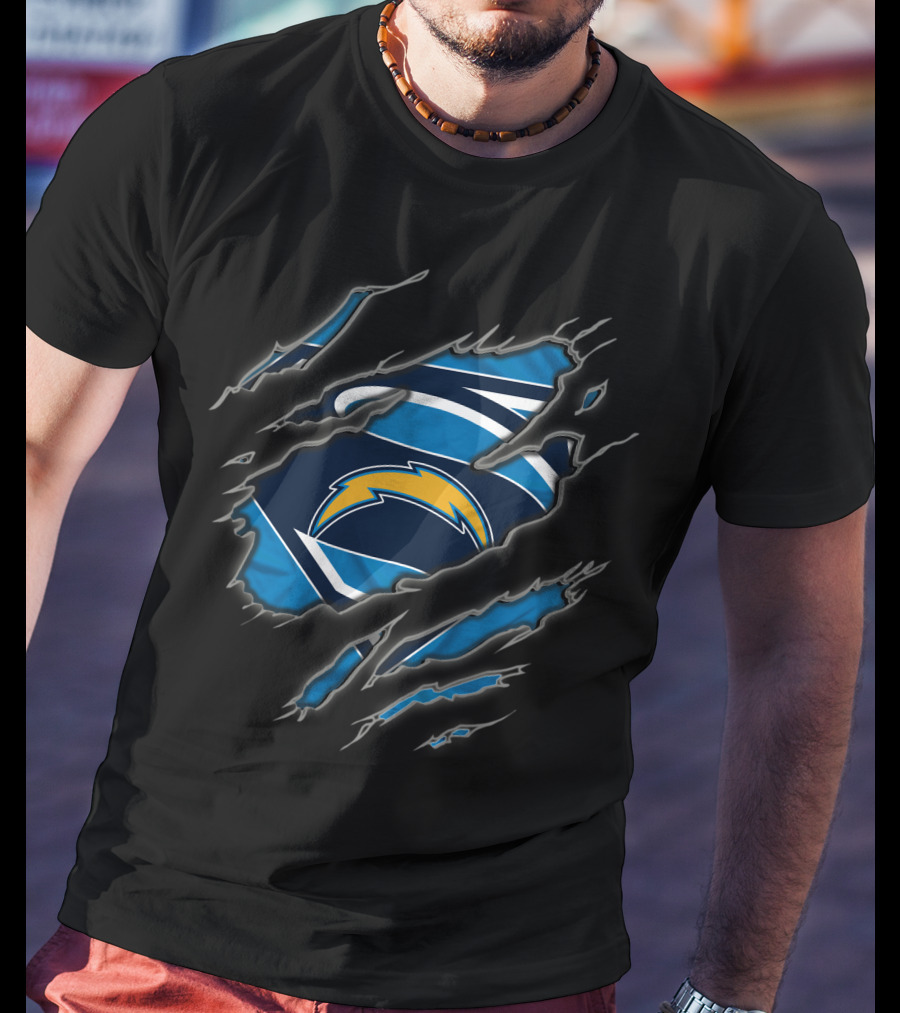 Los Angeles Chargers Superman Logo Lightning Bolt T-Shirt