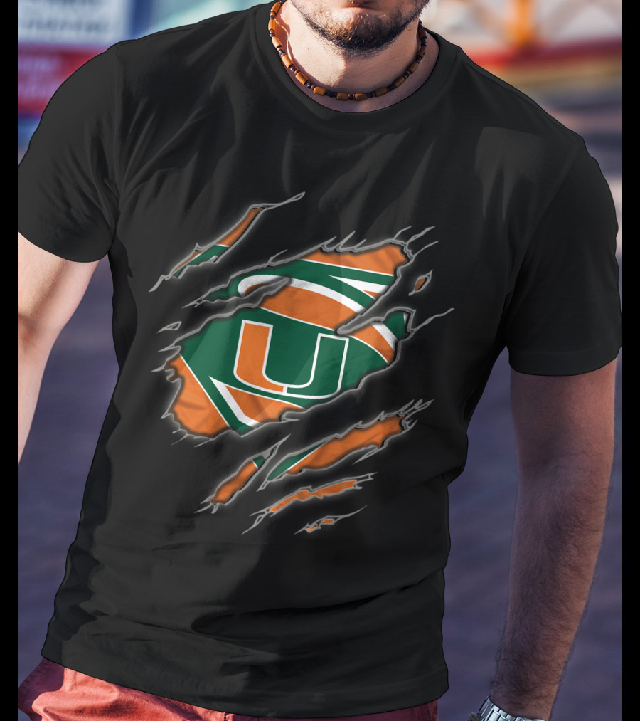 Miami Hurricanes Superman U Logo Claw Marks T-Shirt