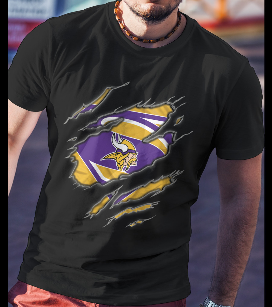 Minnesota Vikings Superman Logo Torn Shield T-Shirt