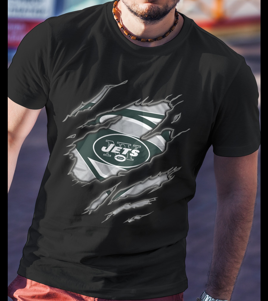 New York Jets Superman Logo Rip T-Shirt