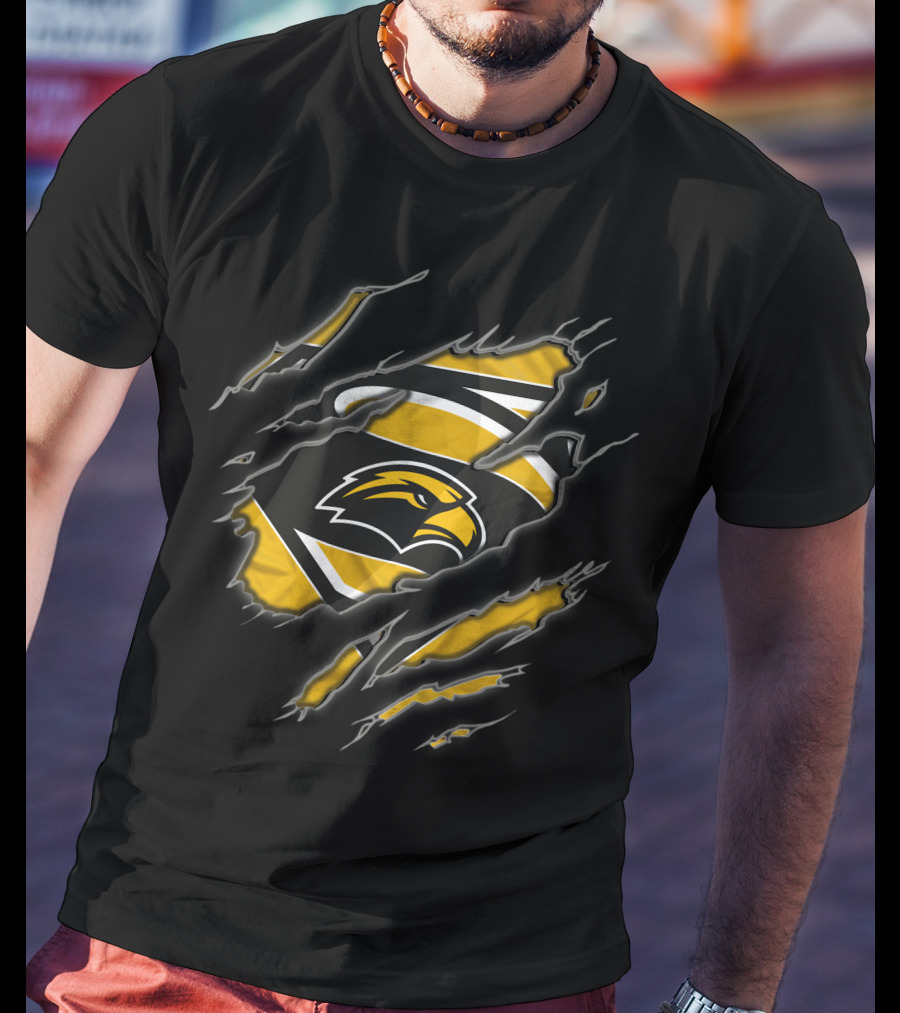 Southern Mississippi Golden Eagles Superman Symbol Torn Reveal T-Shirt