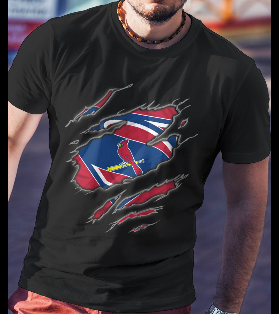 St Louis Cardinals Superman Symbol Baseball Logo Torn Effect T-Shirt