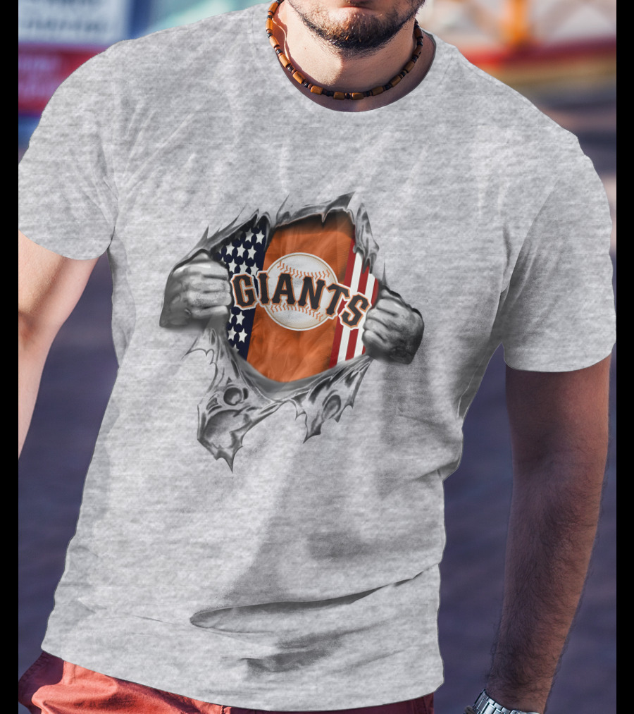 San Francisco Giants American Flag Baseball Burst T-Shirt
