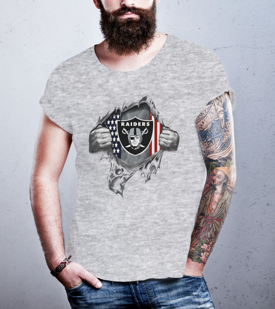 Las Vegas Raiders American Flag Shield T-Shirt