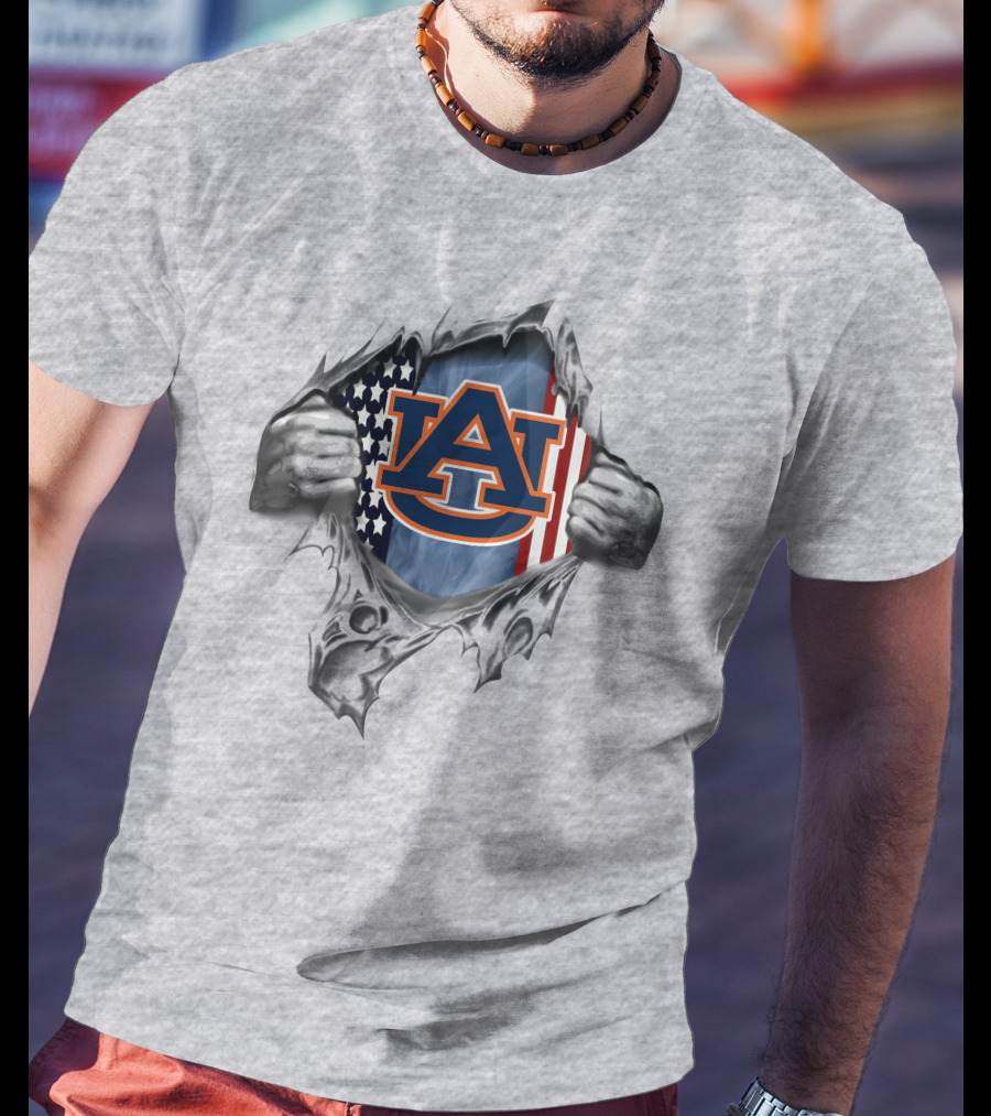 Auburn Tigers American Flag Tear T-Shirt