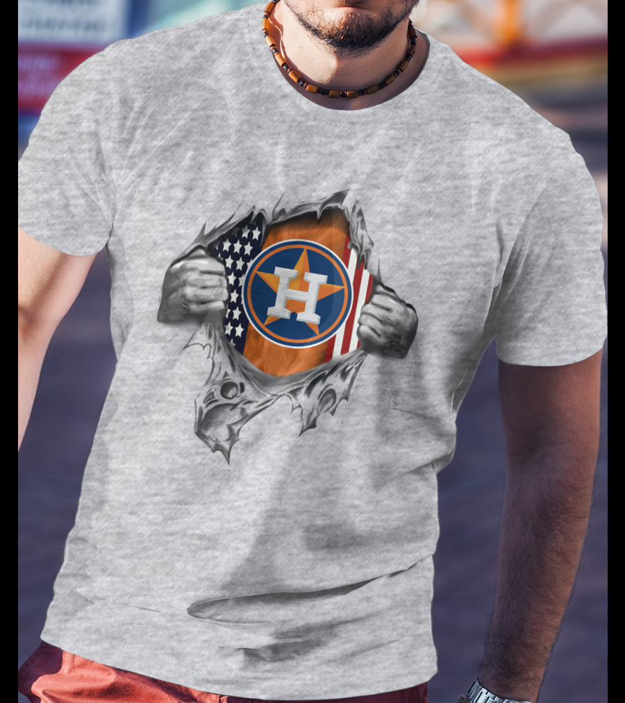 Houston Astros American Flag Patriotic T-Shirt