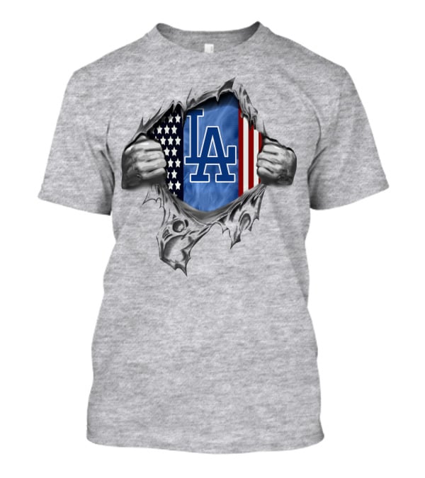 Los Angeles Dodgers American Flag Rip T-Shirt