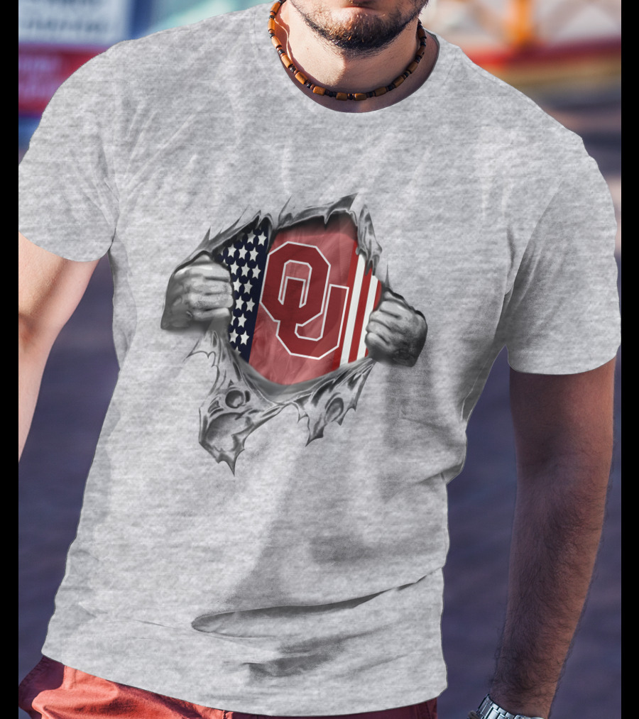 Oklahoma Sooners American Flag Ripped T-Shirt
