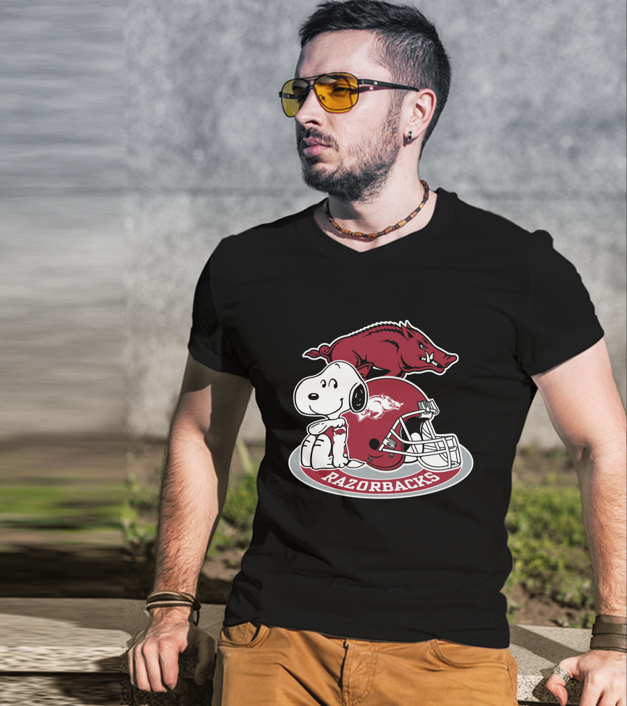 Arkansas Razorbacks Snoopy Football Helmet Razorbacks T-Shirt