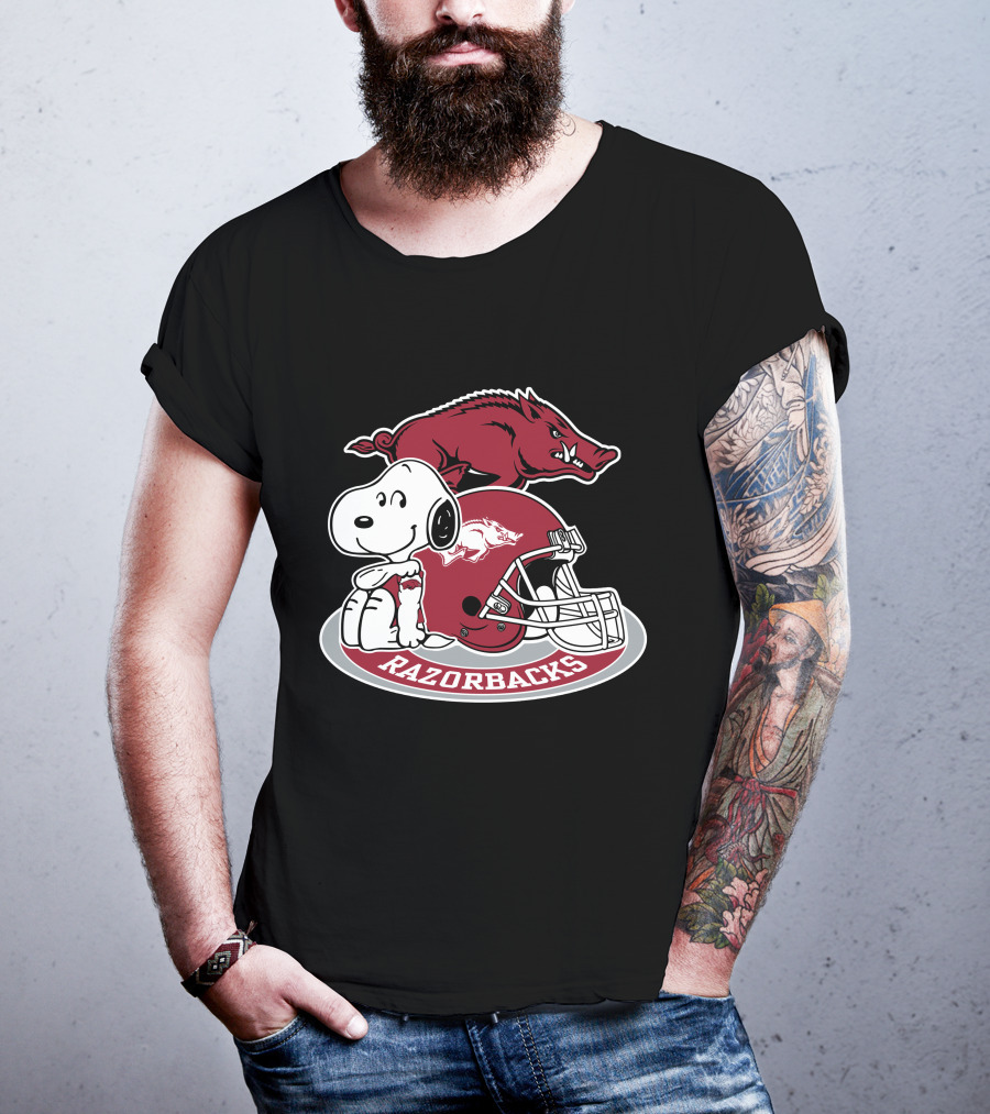 Arkansas Razorbacks Snoopy Football Helmet Razorbacks T-Shirt