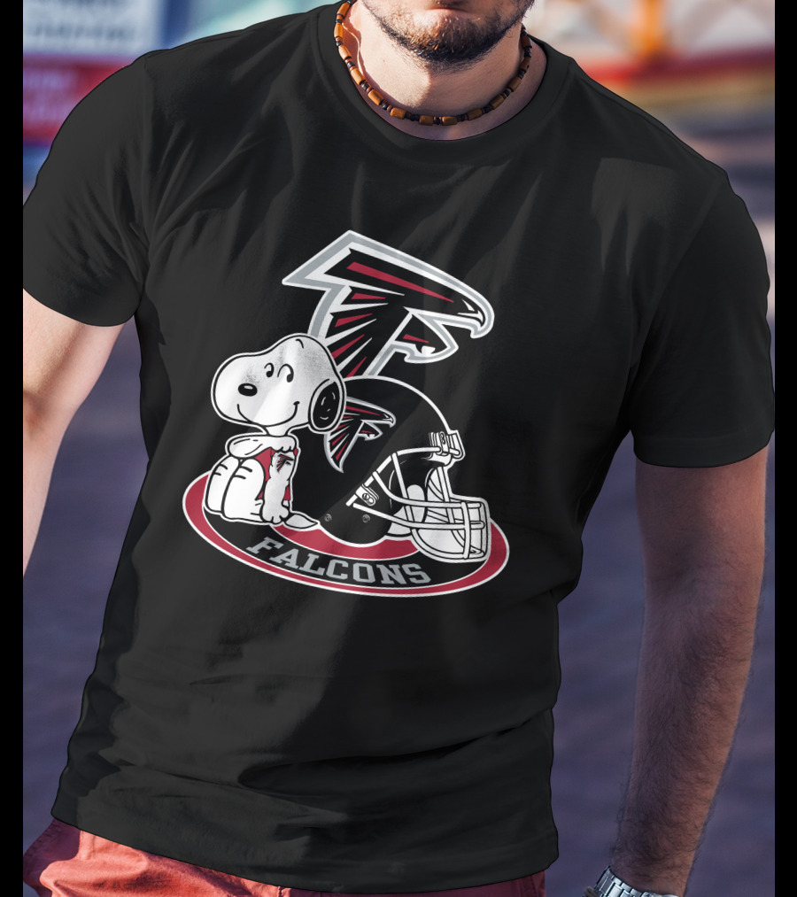 Atlanta Falcons Snoopy With Falcons Logo And Helmet T-Shirt