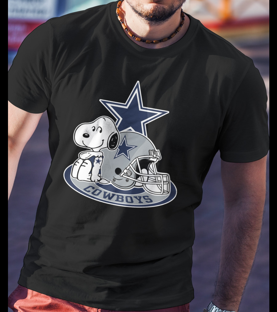 Dallas Cowboys Snoopy With Star Logo And Helmet T-Shirt