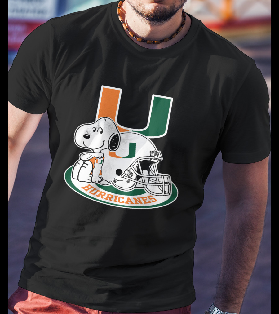 Miami Hurricanes Snoopy U Logo Helmet T-Shirt