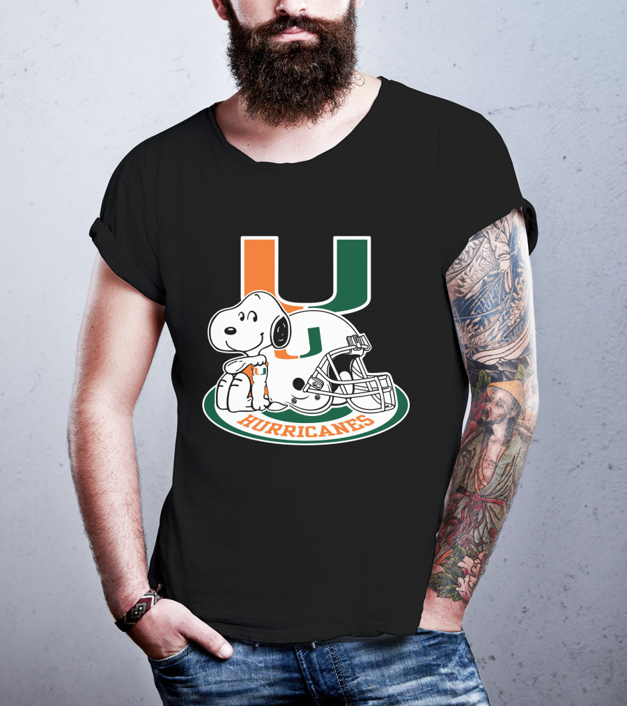 Miami Hurricanes Snoopy U Logo Helmet T-Shirt