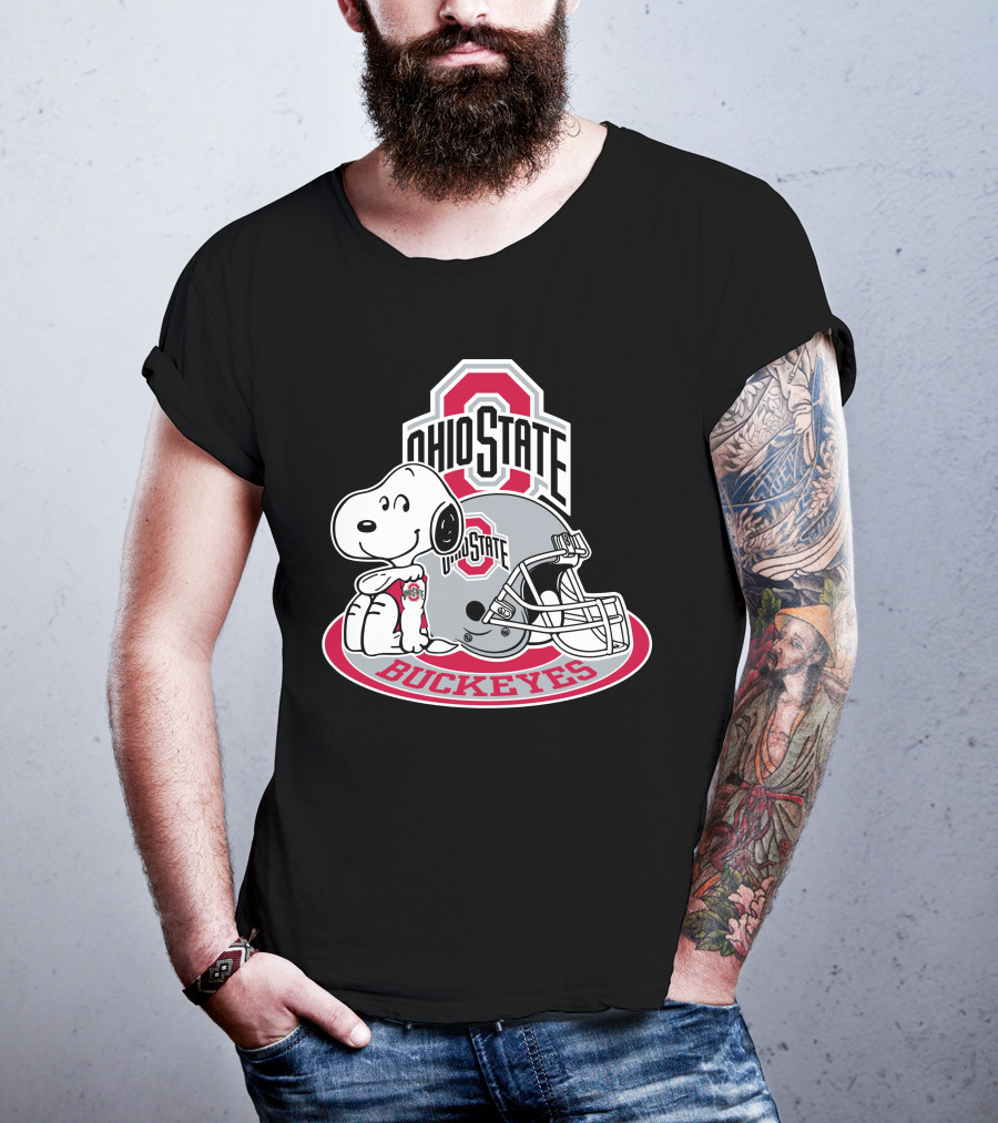 Ohio State Buckeyes Snoopy With Logo And Helmet T-Shirt