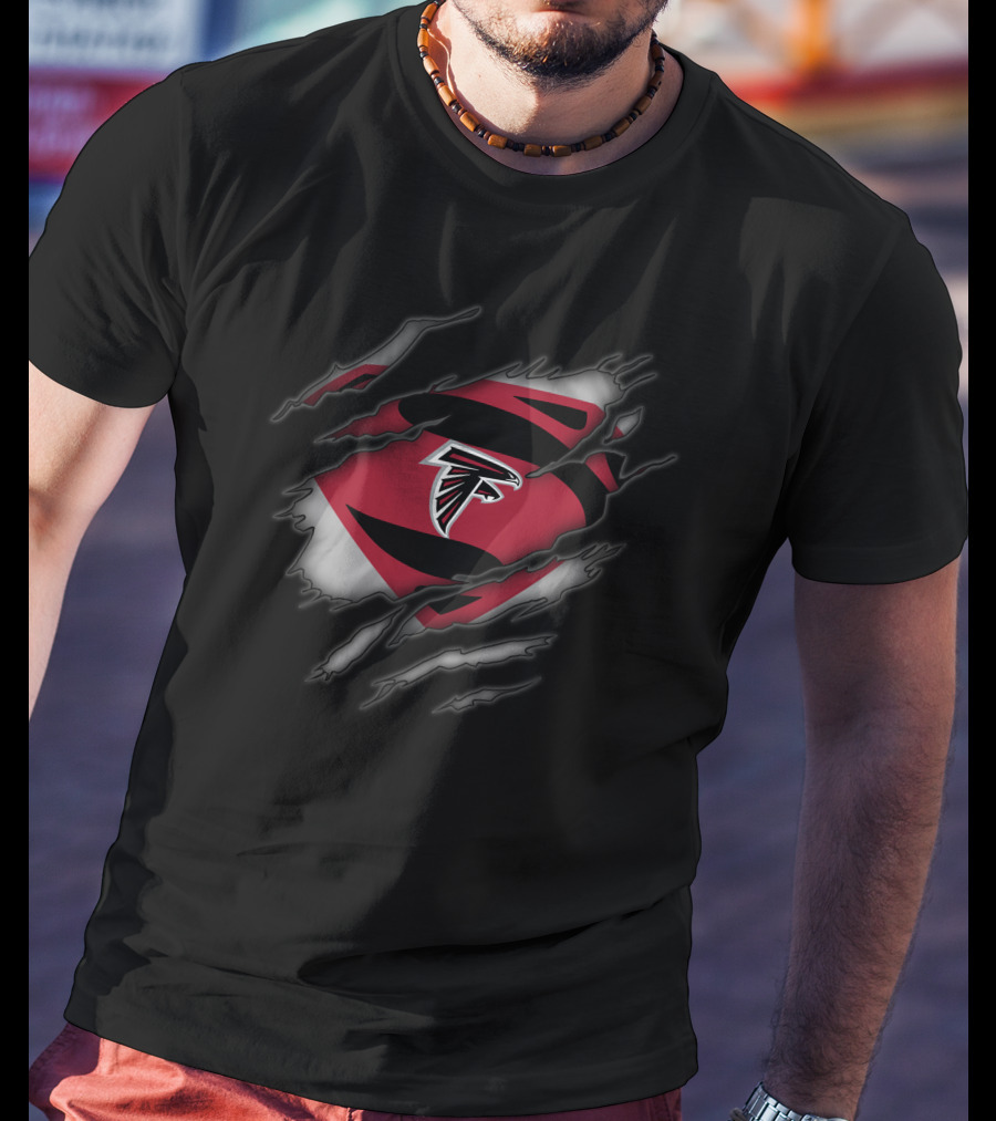 Atlanta Falcons Logo Superman Rip T-Shirt