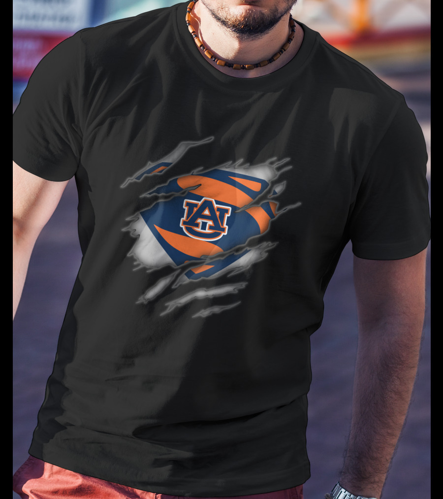 Auburn Tigers Superman Logo Tear T-Shirt