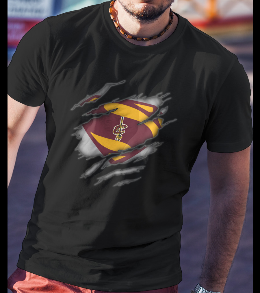 Cleveland Cavaliers Logo Superman Style Tear Revealed T-Shirt