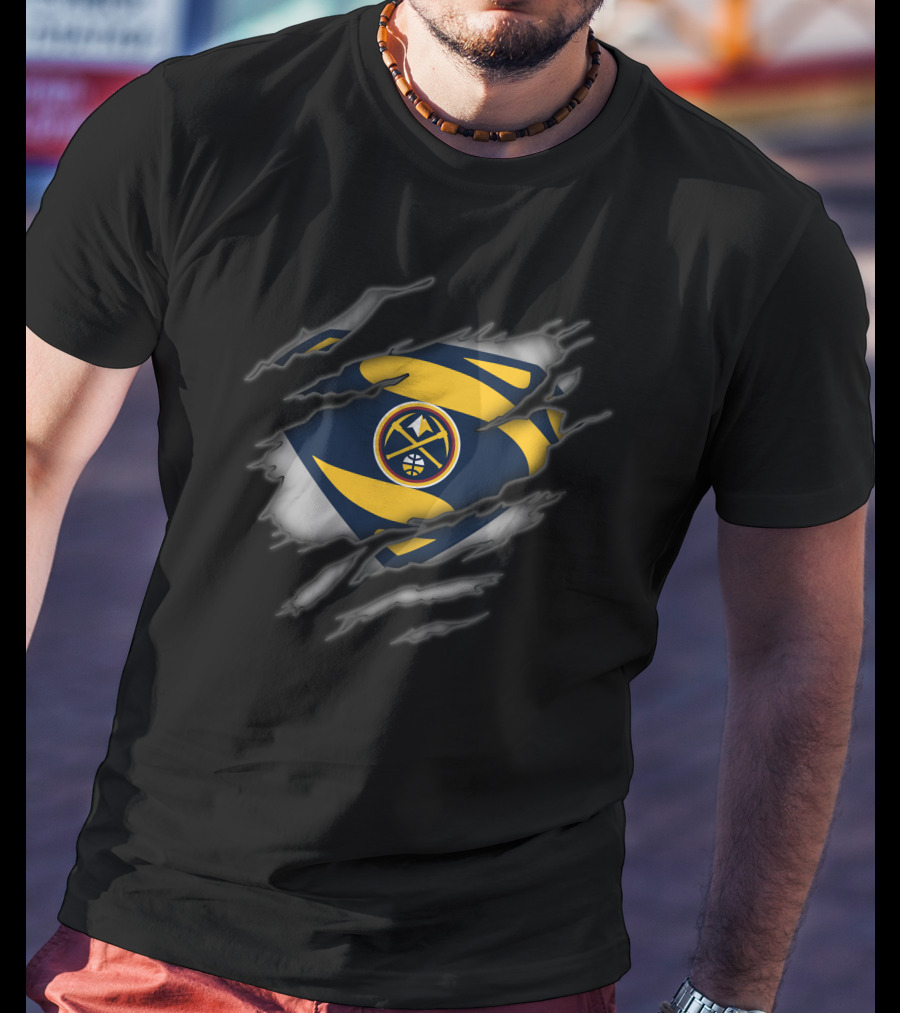 Denver Nuggets Ripped Superman Logo Style T-Shirt