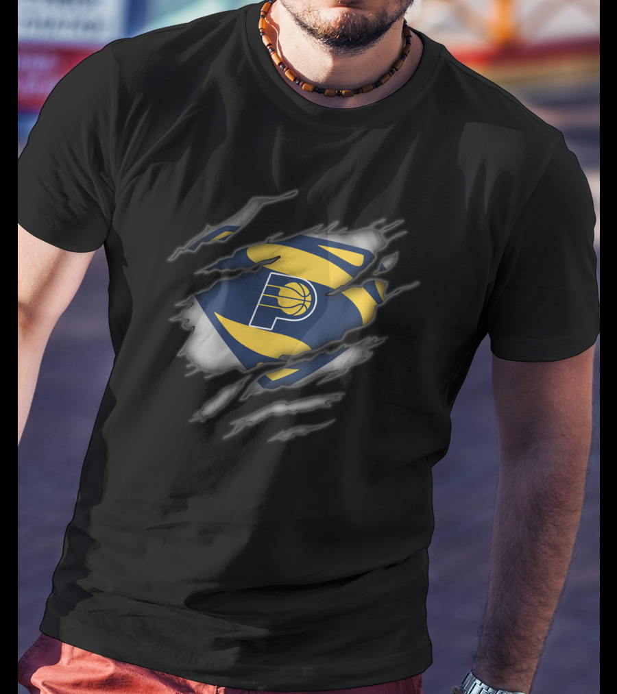 Indiana Pacers Basketball Emblem Revealed Through Superman-Inspired Tear T-Shirt