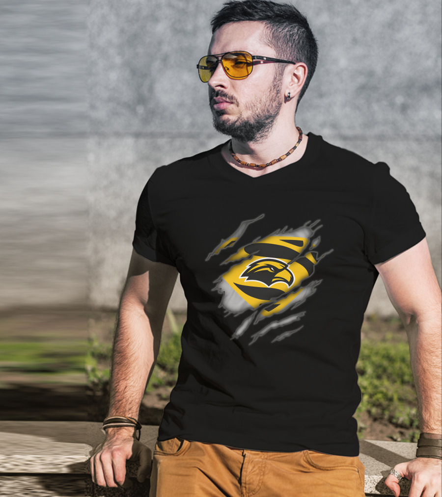 Southern Mississippi Golden Eagles Superman Style Emblem With Eagle T-Shirt