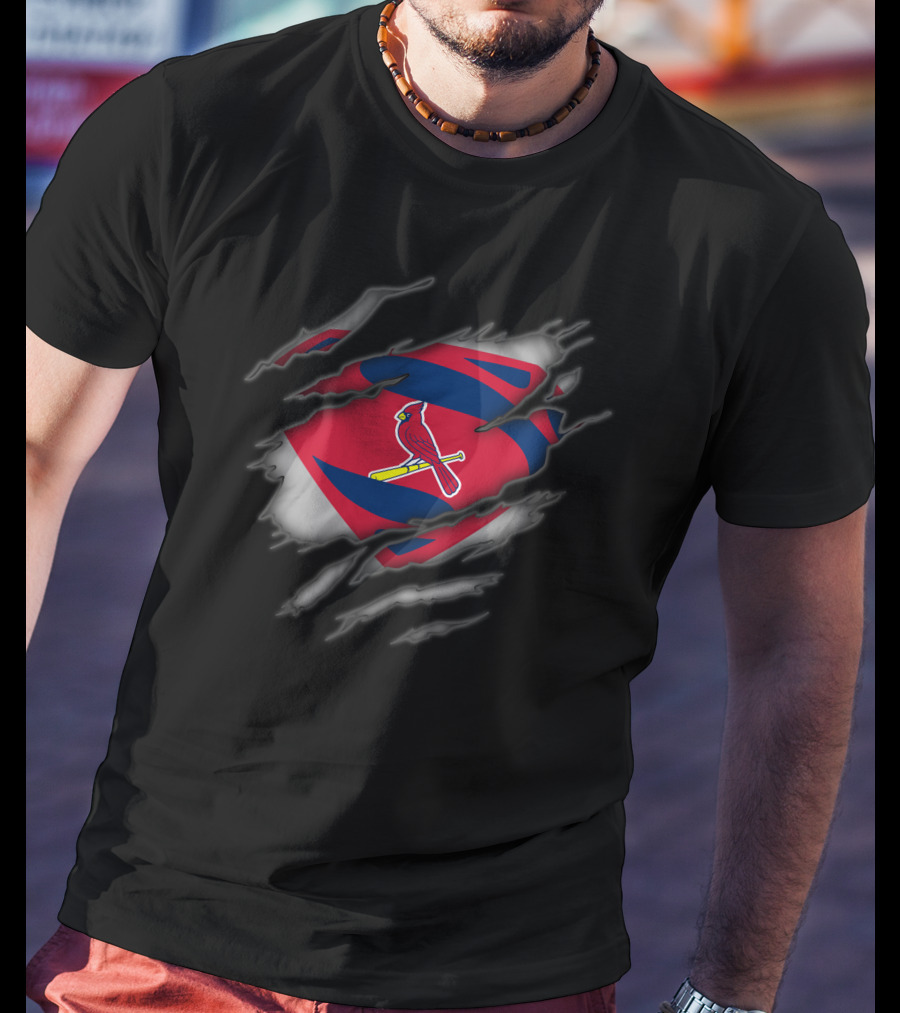 St Louis Cardinals Superman Logo With Torn Suit T-Shirt
