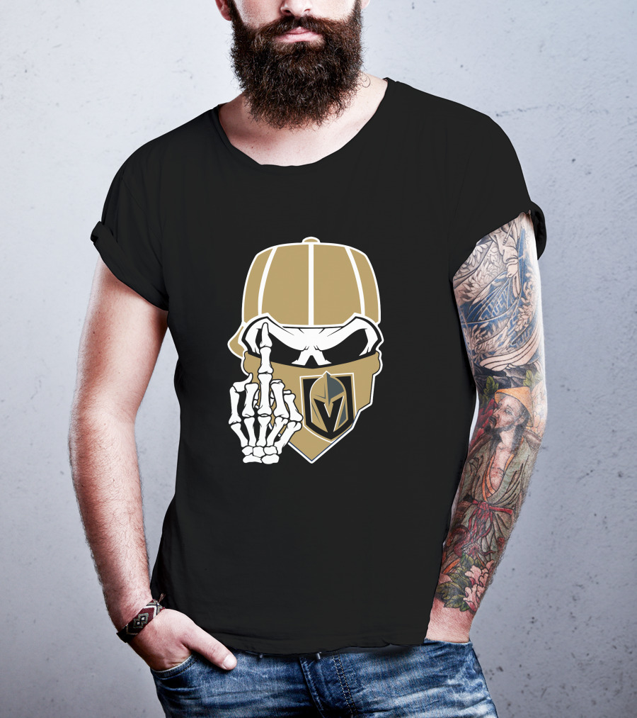 Vegas Golden Knights Skull Skeleton Middle Finger T-Shirt