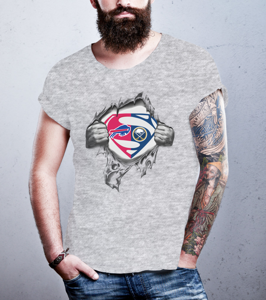 Buffalo Bills Buffalo Sabres Superman Logo Mashup T-Shirt