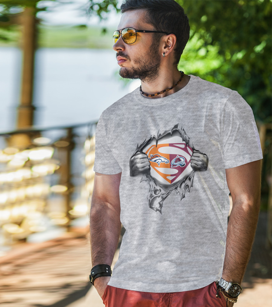 Broncos Colorado Avalanche Superman Logo Mashup T-Shirt