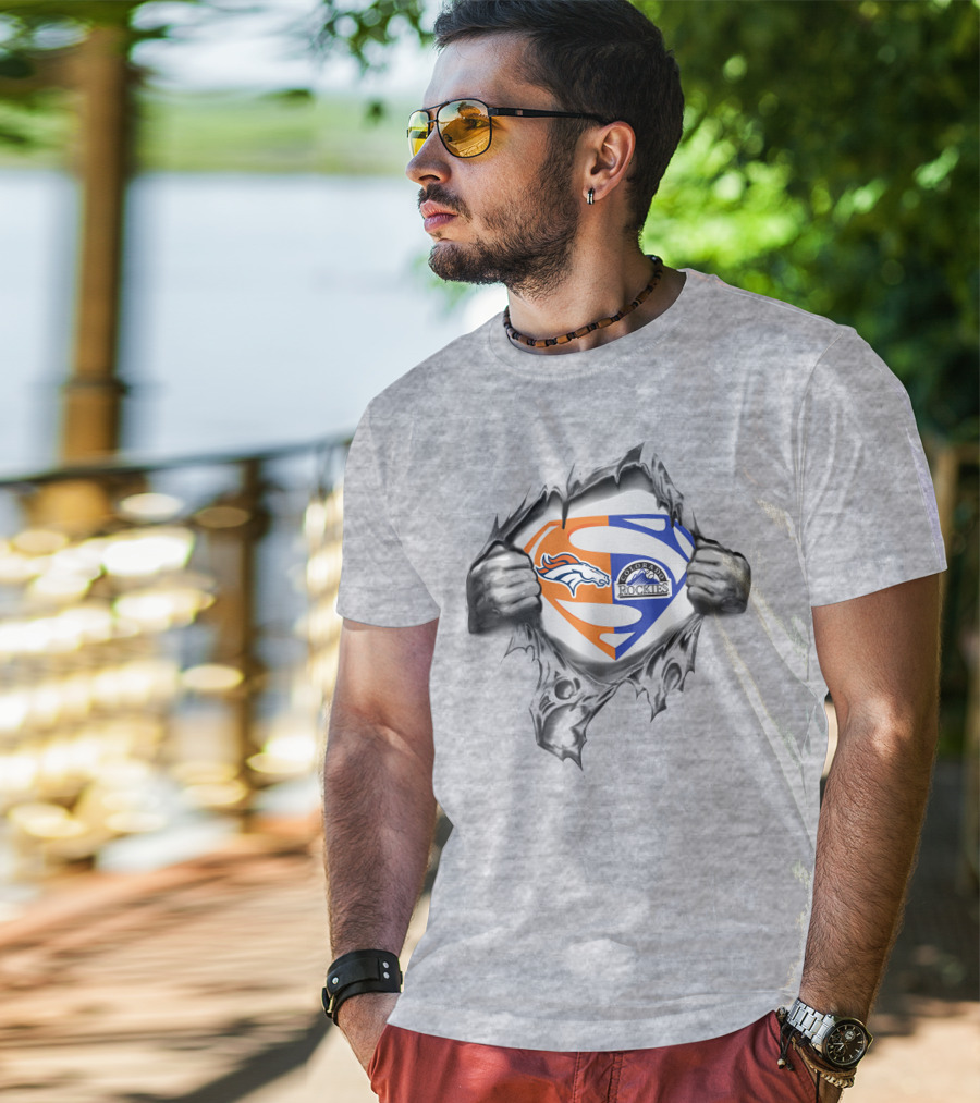 Broncos Colorado Rockies Superman Logo Fusion T-Shirt