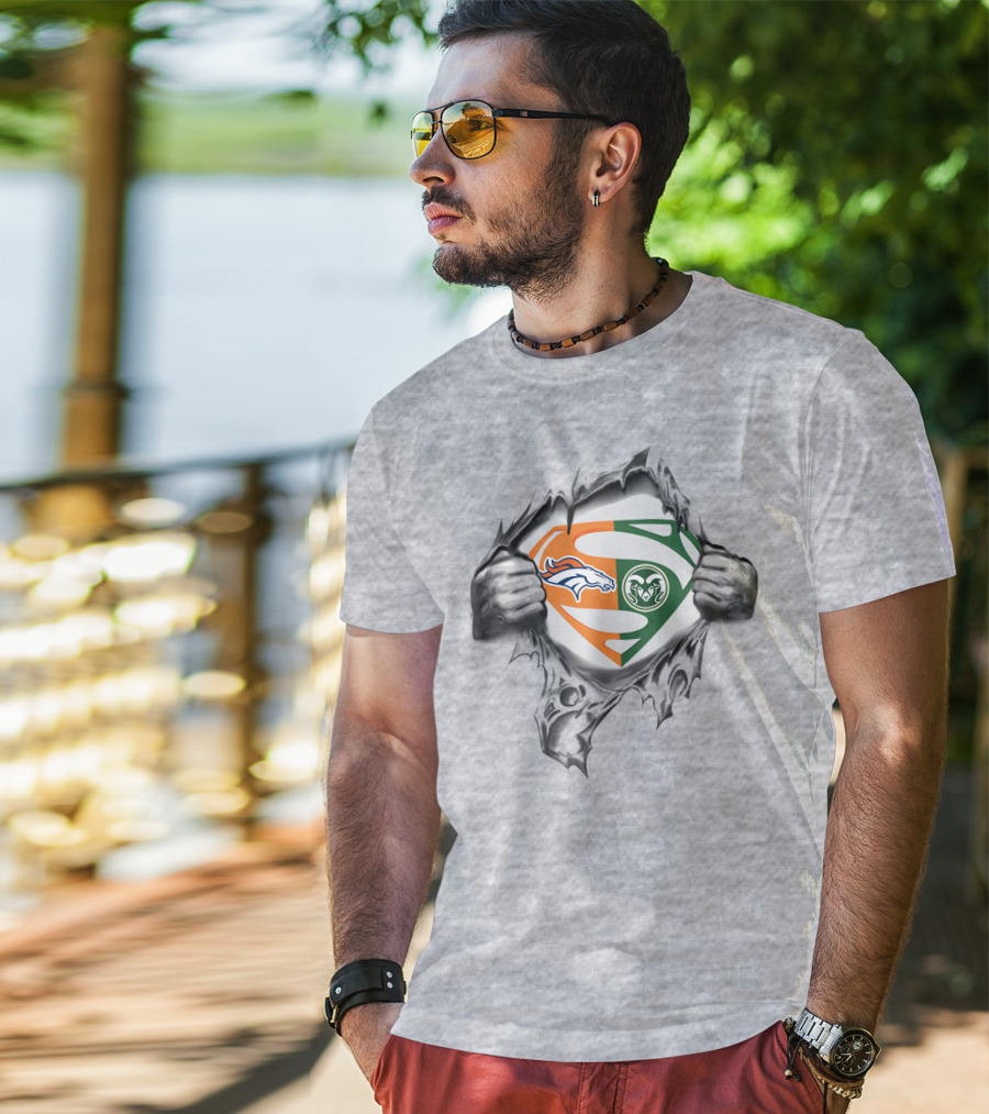Broncos Colorado State Rams Superman Logo Crossover T-Shirt