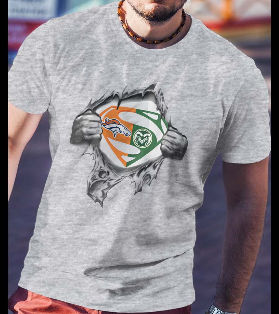 Broncos Colorado State Rams Superman Logo Crossover T-Shirt
