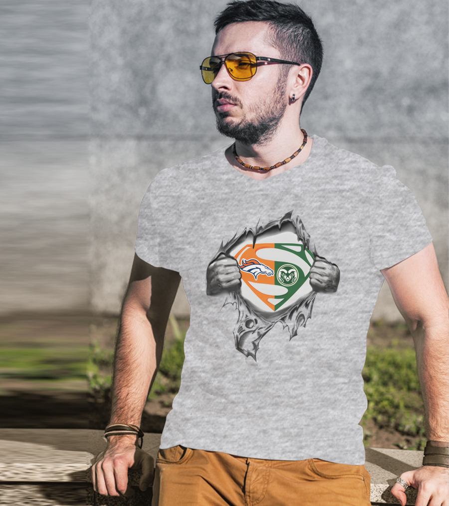 Broncos Colorado State Rams Superman Logo Crossover T-Shirt