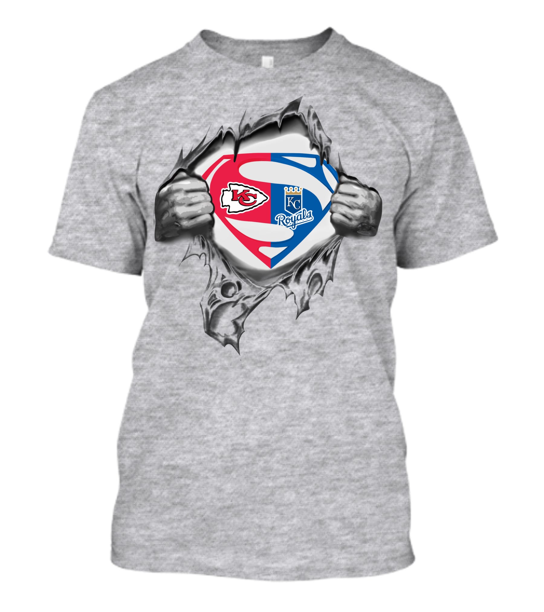 Kansas City Chiefs Royals Superman Logos Combination T-Shirt