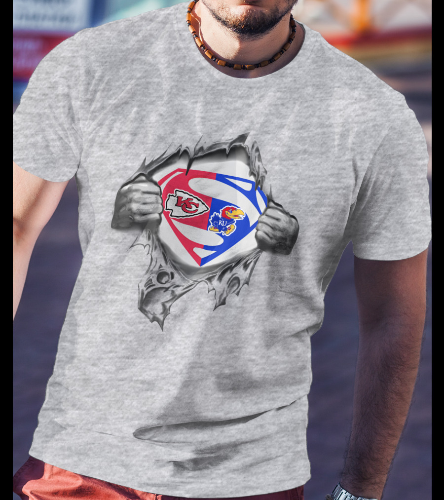 Kansas City Chiefs Kansas Jayhawks Superman Logo Combination T-Shirt