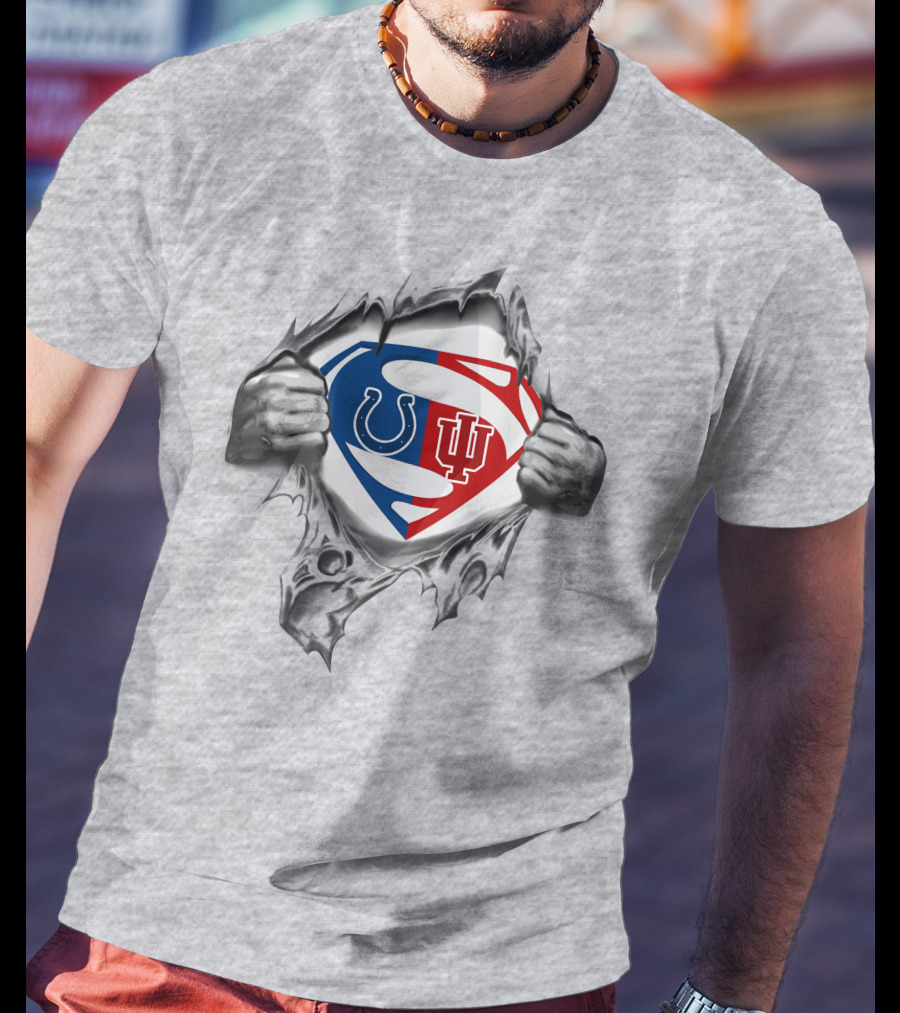 Colts Indiana Hoosiers Superman Symbol Torn Reveal T-Shirt