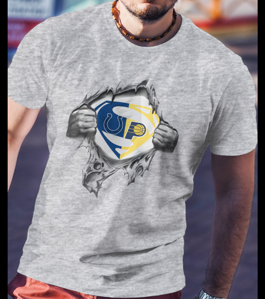 Indianapolis Colts Indiana Pacers Superman Logo Combination T-Shirt