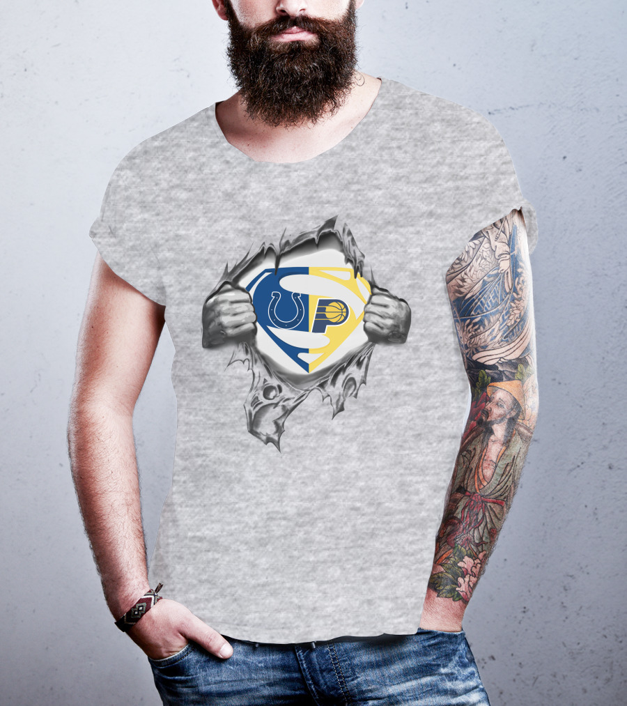 Indianapolis Colts Indiana Pacers Superman Logo Combination T-Shirt