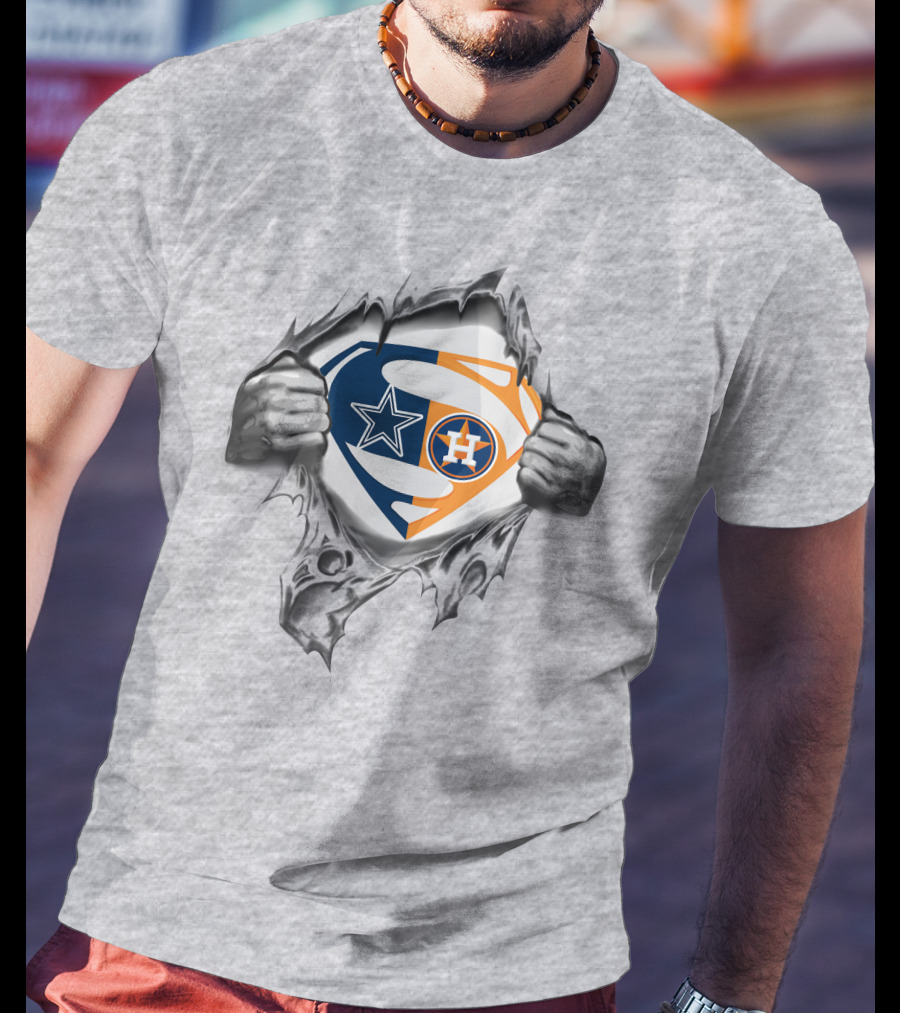 Superman Logo Crossover Dallas Cowboys Houston Astros T-Shirt