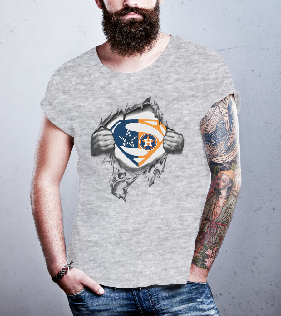 Superman Logo Crossover Dallas Cowboys Houston Astros T-Shirt