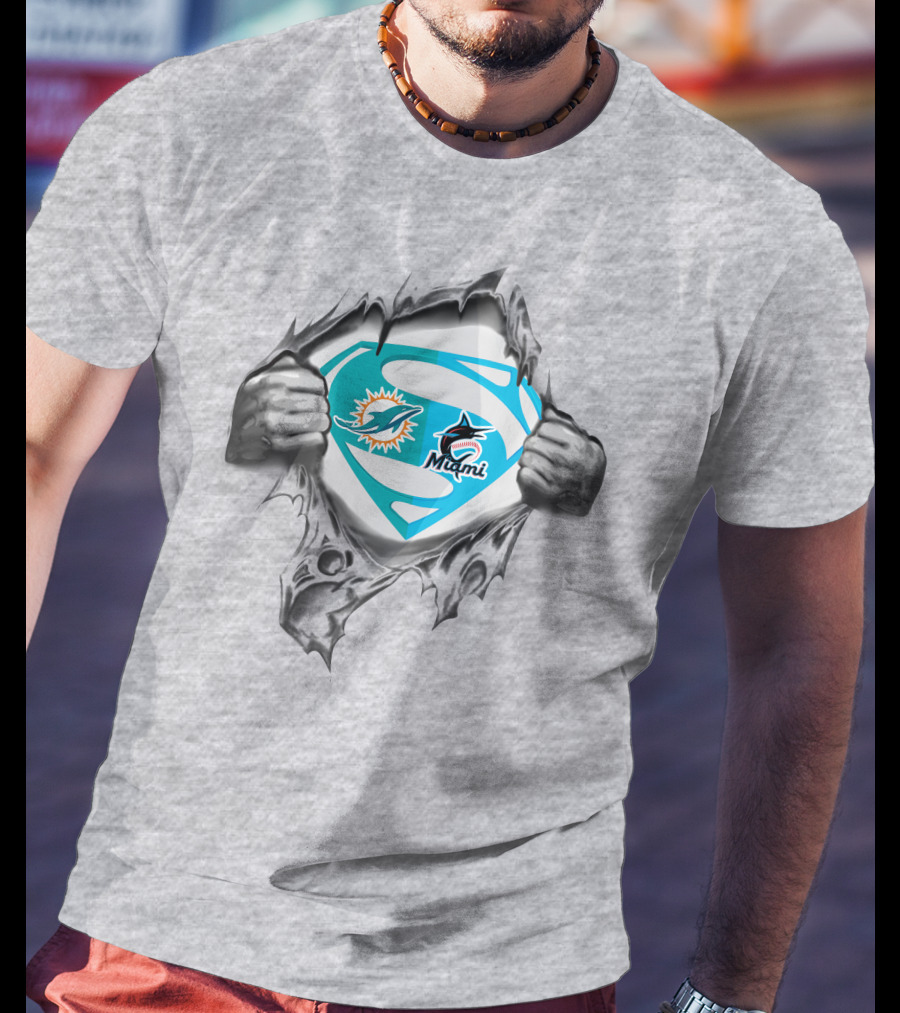 Miami Dolphins Miami Marlins Superman T-Shirt