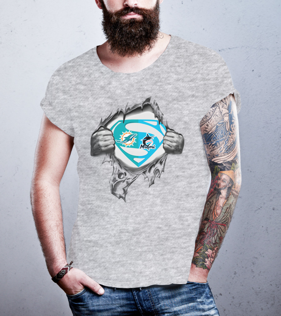 Miami Dolphins Miami Marlins Superman T-Shirt