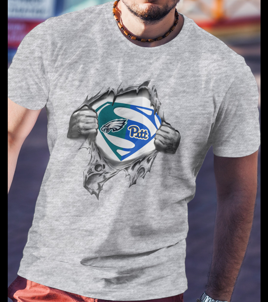 Pittsburgh Panthers Eagles Superman Logo Combo T-Shirt